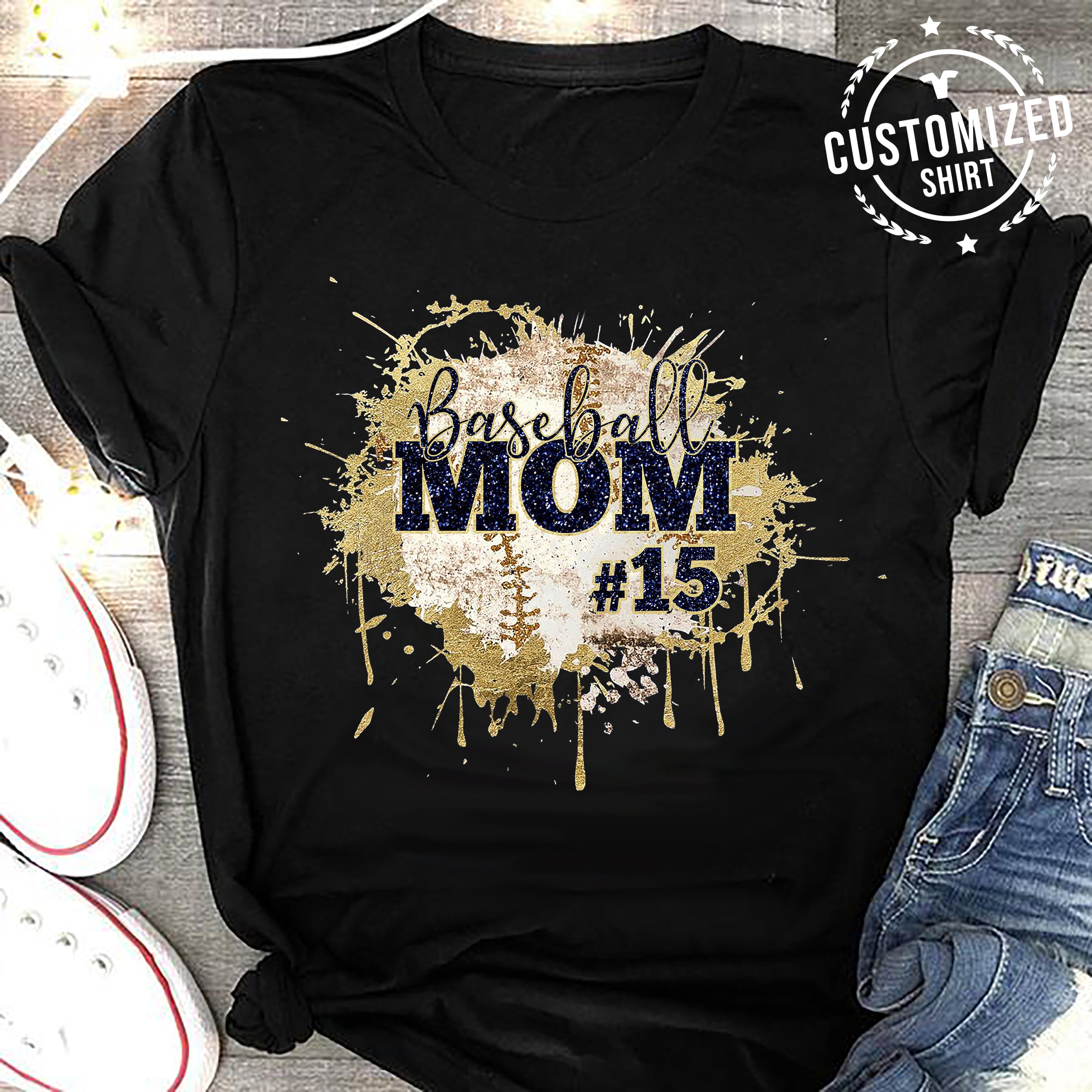 Baseball Mom – Number – Customized Shirt #18719