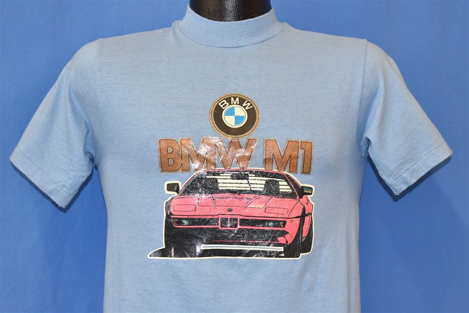 80S Bmw M1 Red Sports Car Glitter Iron On T-Shirt