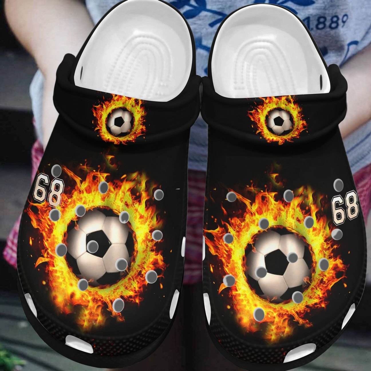 Soccer Personalized Clog, Custom Name, Text, Color, Number Fashion Style For Women, Men, Kid, Print 3D It’S On Fire