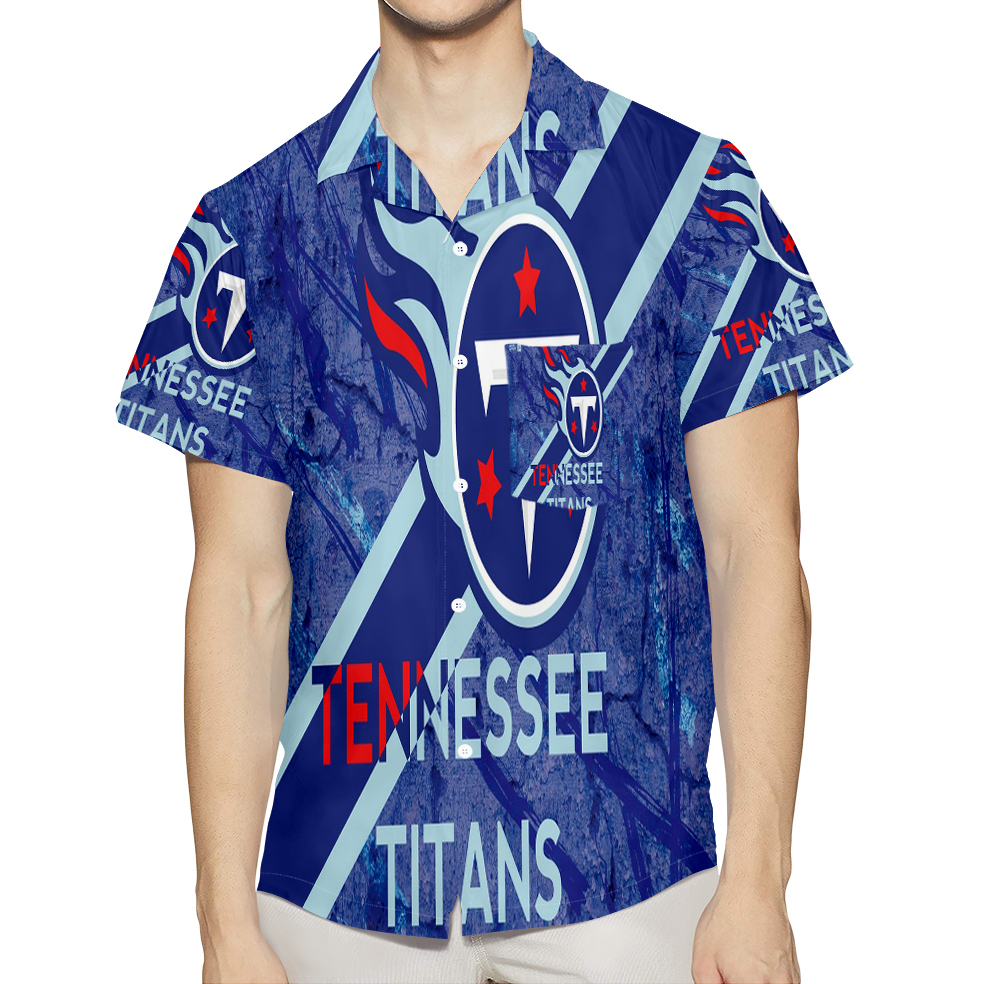 Tennessee Titans Emblem V2 3D All Over Print Summer Beach Hawaiian Shirt With Pocket