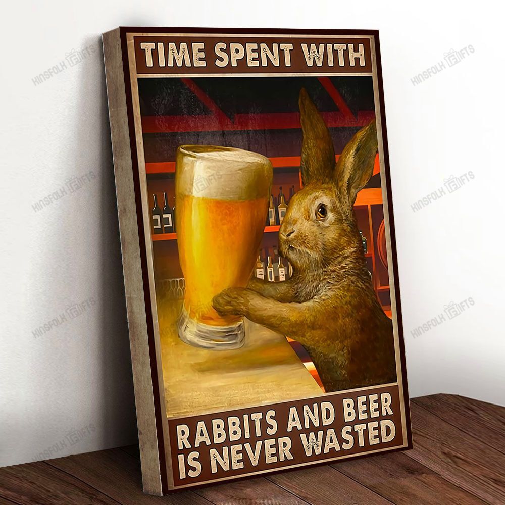 Rabbit And Beer Precious Time Canvas Poster Wall Art, Poster Print, Canvas Print Wall Decor