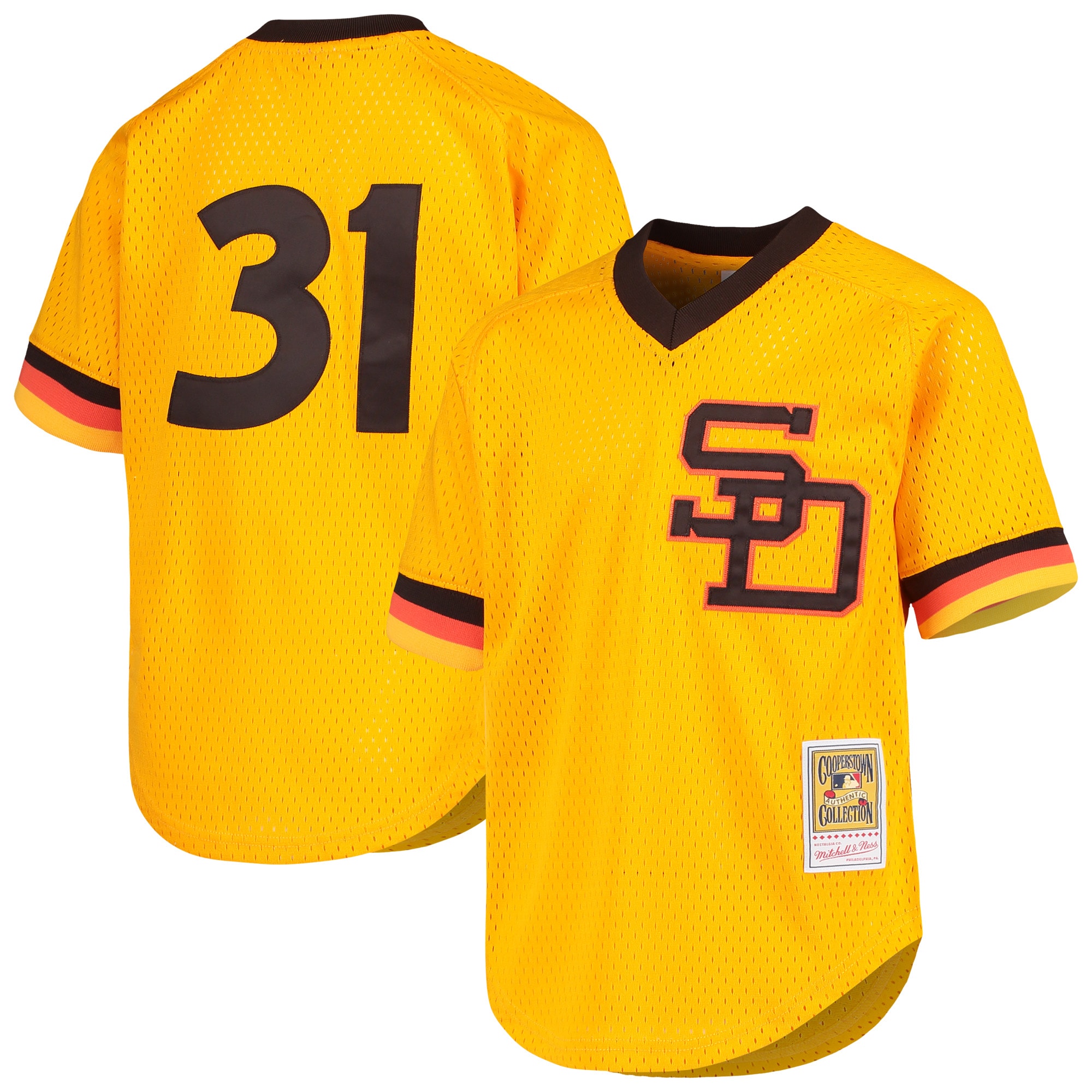 Youth San Diego Padres Dave Winfield Mitchell & Ness Gold Cooperstown Collection Mesh Batting Practice Jersey