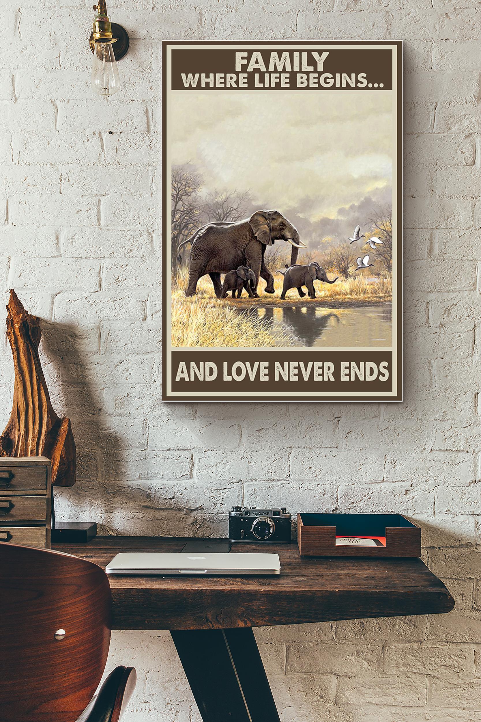 Family Where Life Begins And Love Never Ends Elephants In The Forest Poster