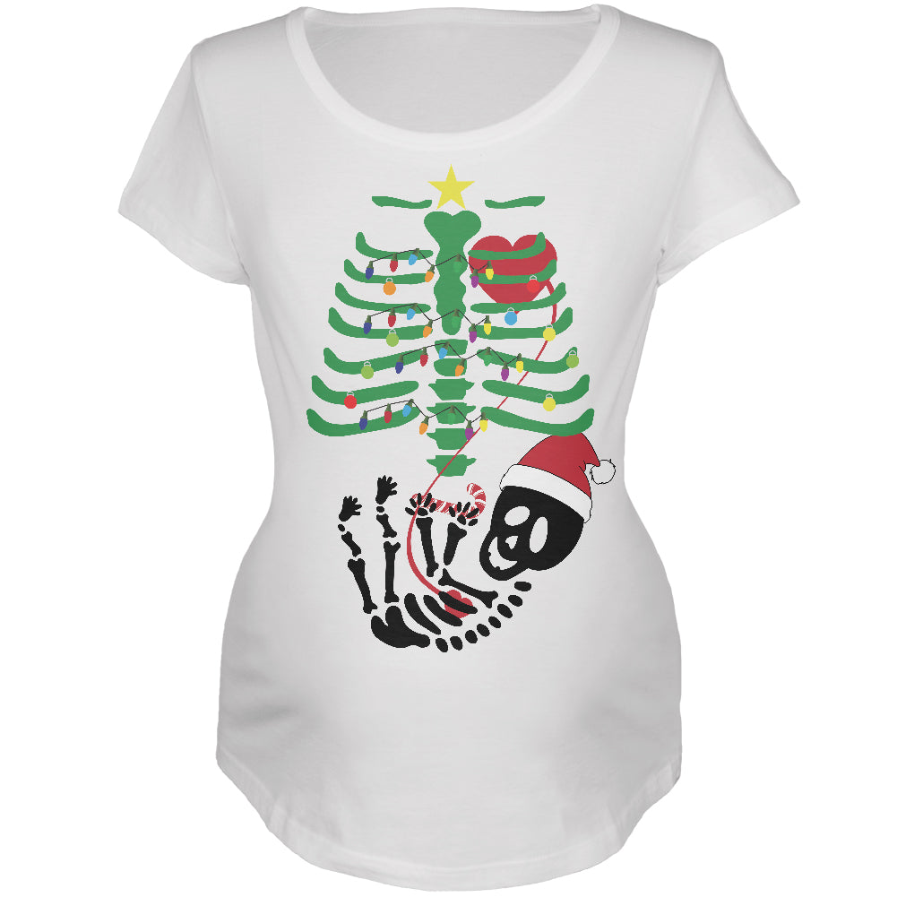 Christmas Tree Baby Skeleton Candy Cane White Maternity Soft T-Shirt