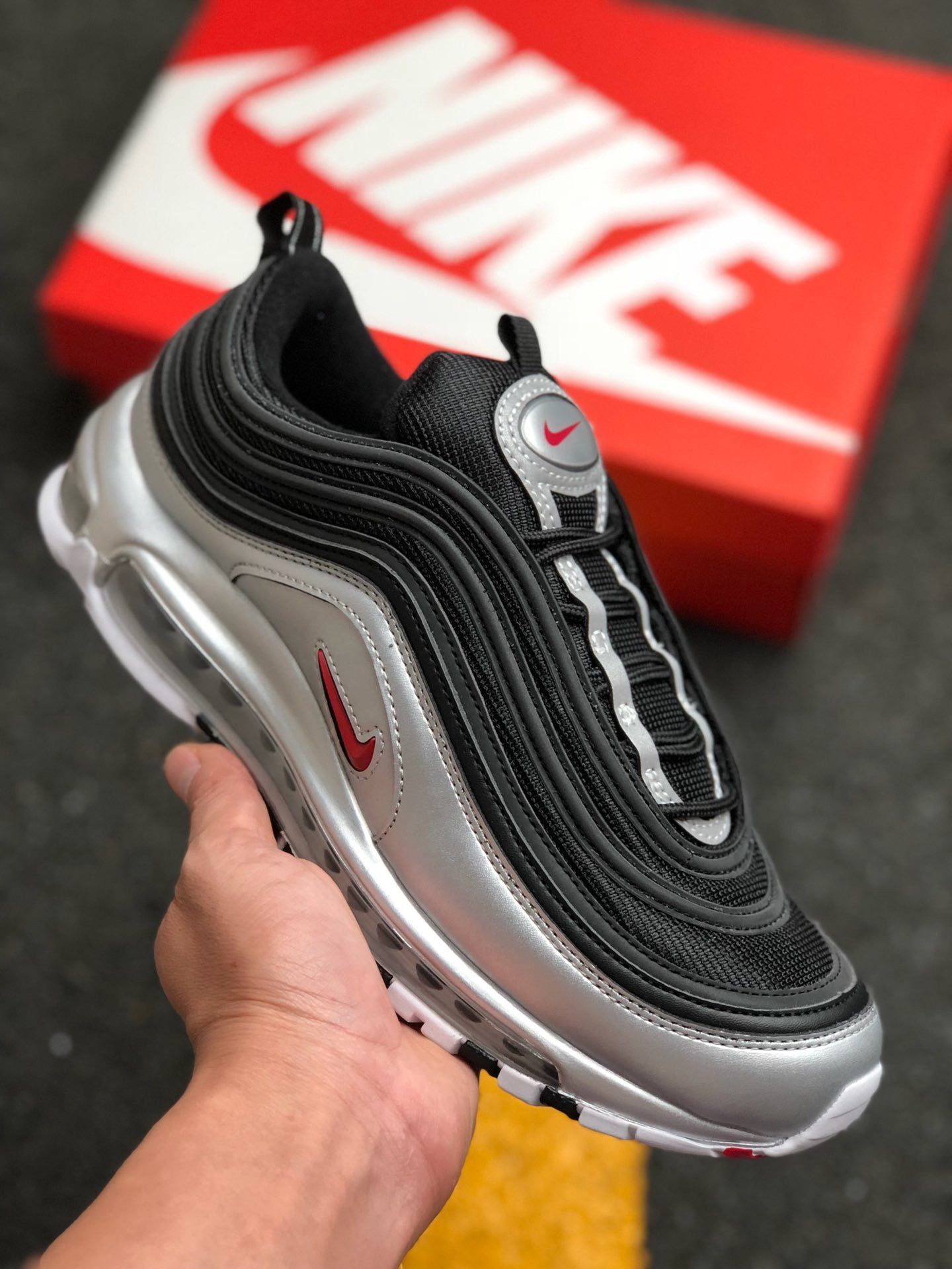 Nike Air Max 97 QS BlackVarsity Red-Metallic Silver-White 5339592