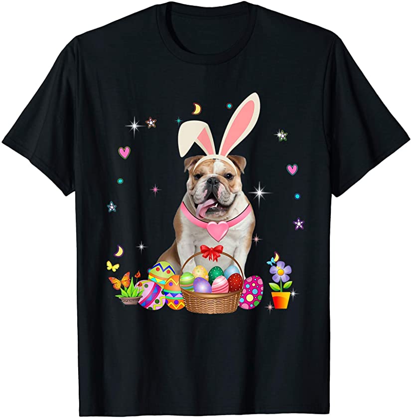 Cute Bulldog Easter Day Bunny Eggs Easter Costume Womens T-Shirt