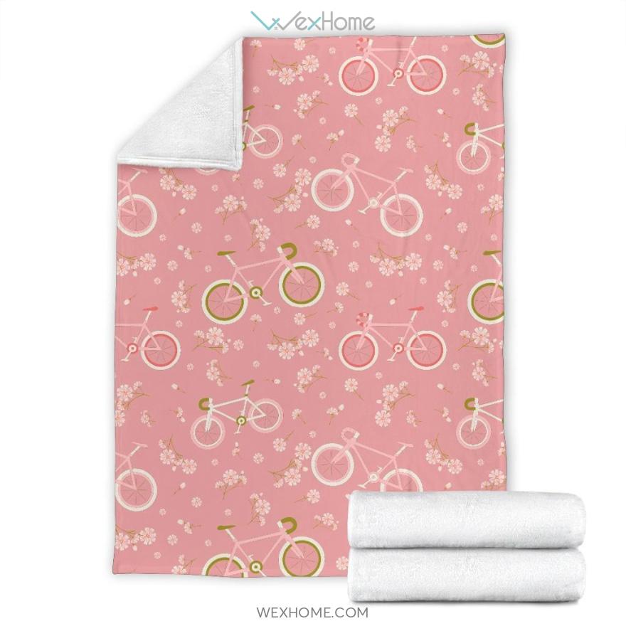 Bicycle Patterns Art Design Pink Premium Blanket