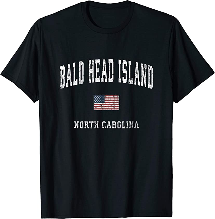 Bald Head Island NC Vintage American Flag Sports Design T-Shirt