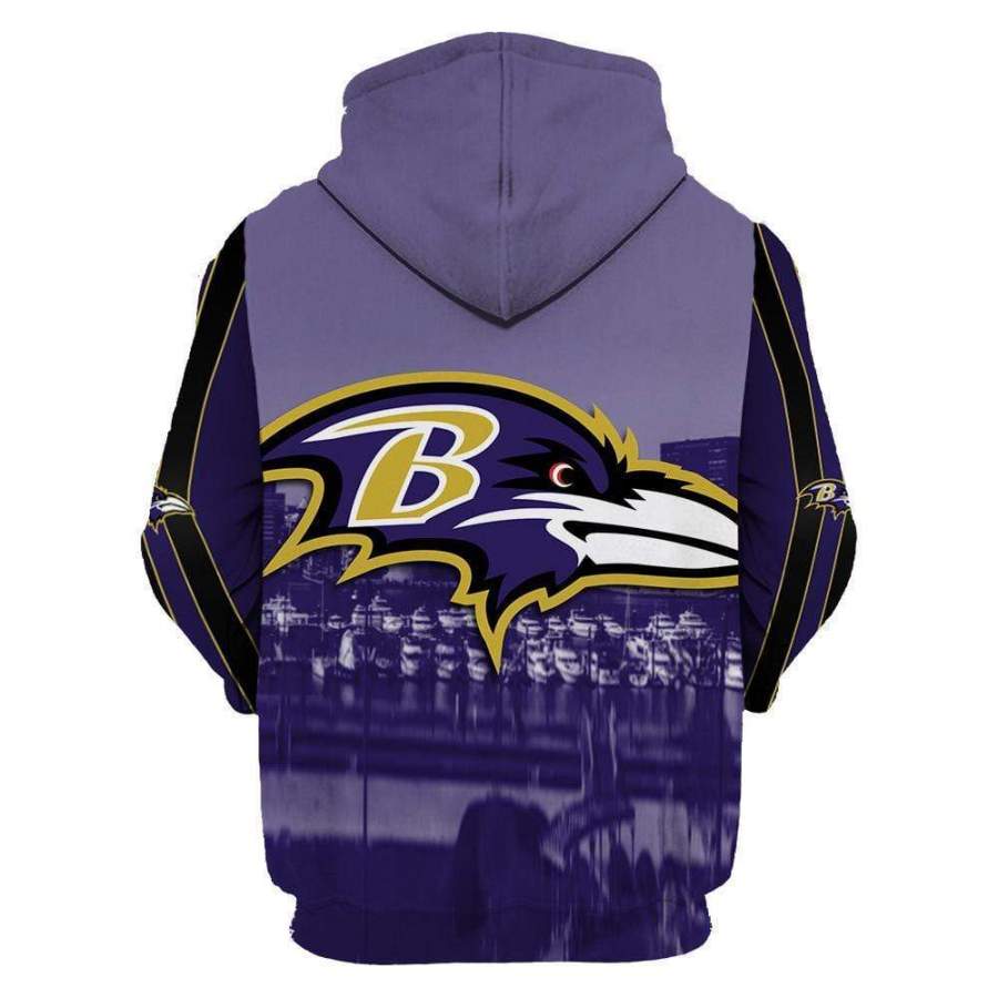 Baltimore Ravens Cool Printed Hooded Pocket Pullover Sweater