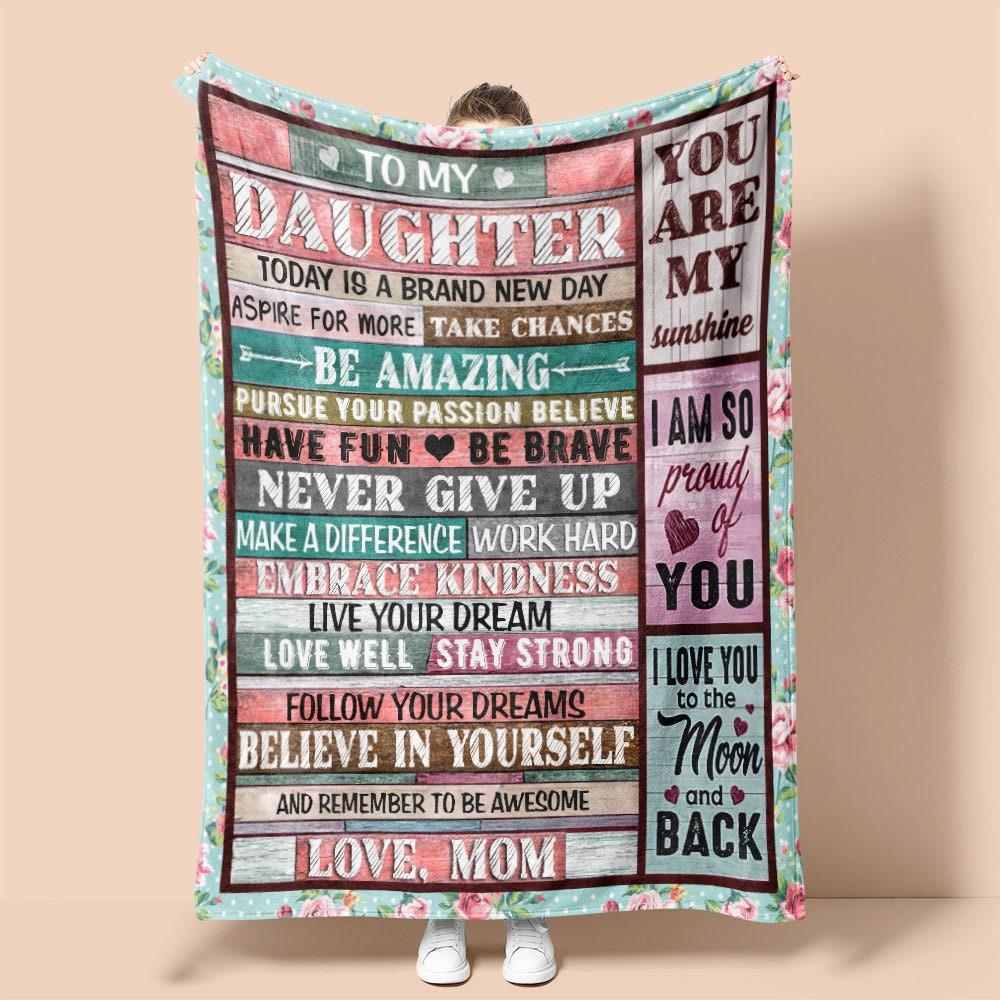 Personalized To My Daughter Remember To Be Awesome Vintage Signs| Sherpa Woven Blankets| Gifts For Daughter|Christmas Gifts