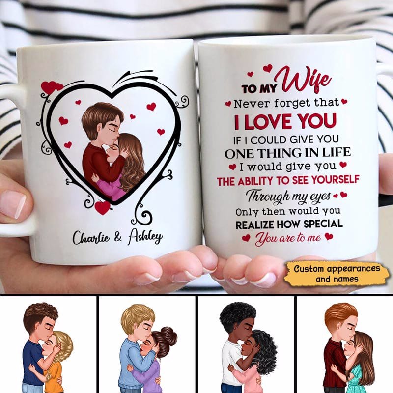 Doll Couple Kissing Inside Heart Gift Personalized Mug