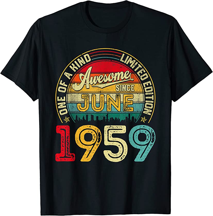 Vintage June 1959 62nd Birthday Decorations Men Women Funny T-Shirt