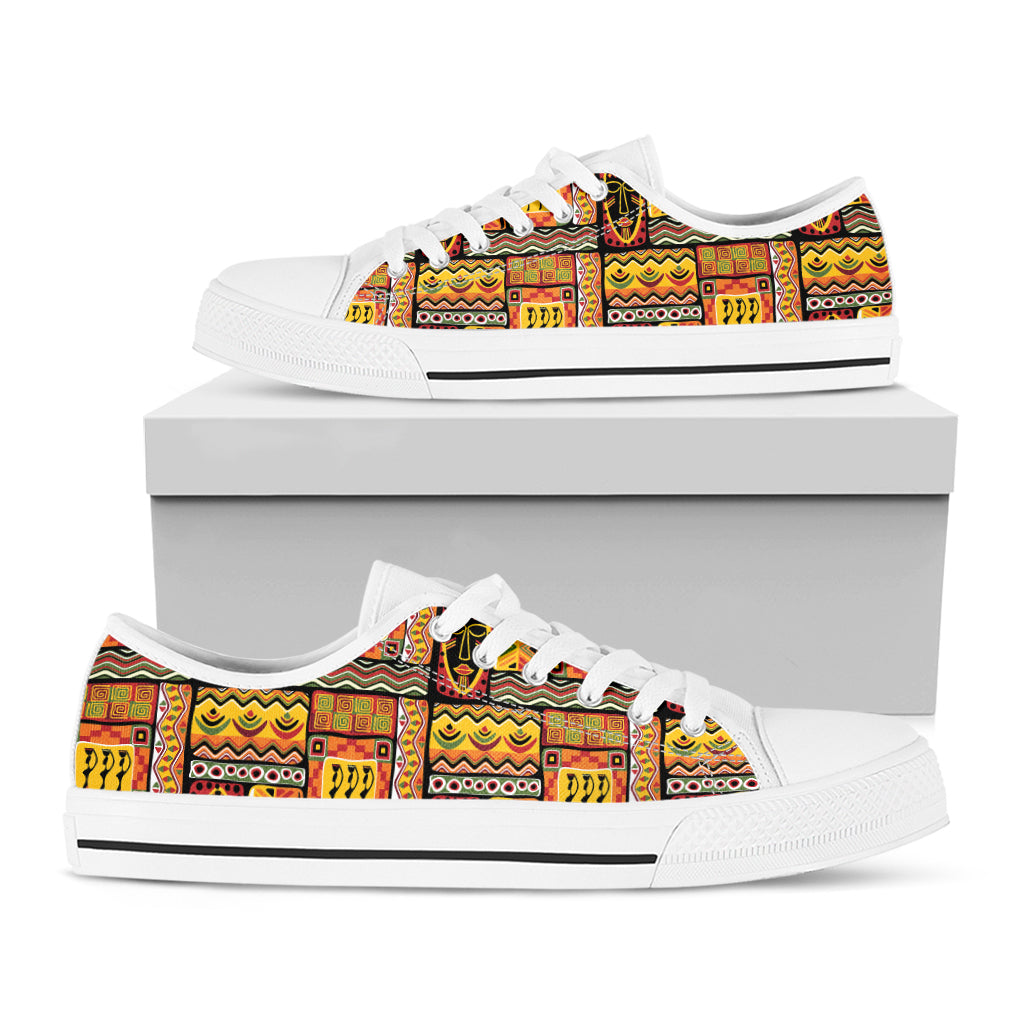 Sunset Ethnic African Tribal Print White Low Top Shoes