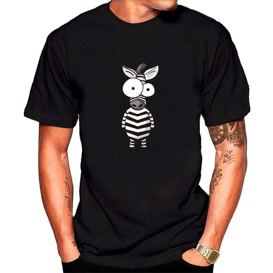 Funny Mens T-shirt Cute Zebra Printed Cotton Short Sleeve Tee Shirt