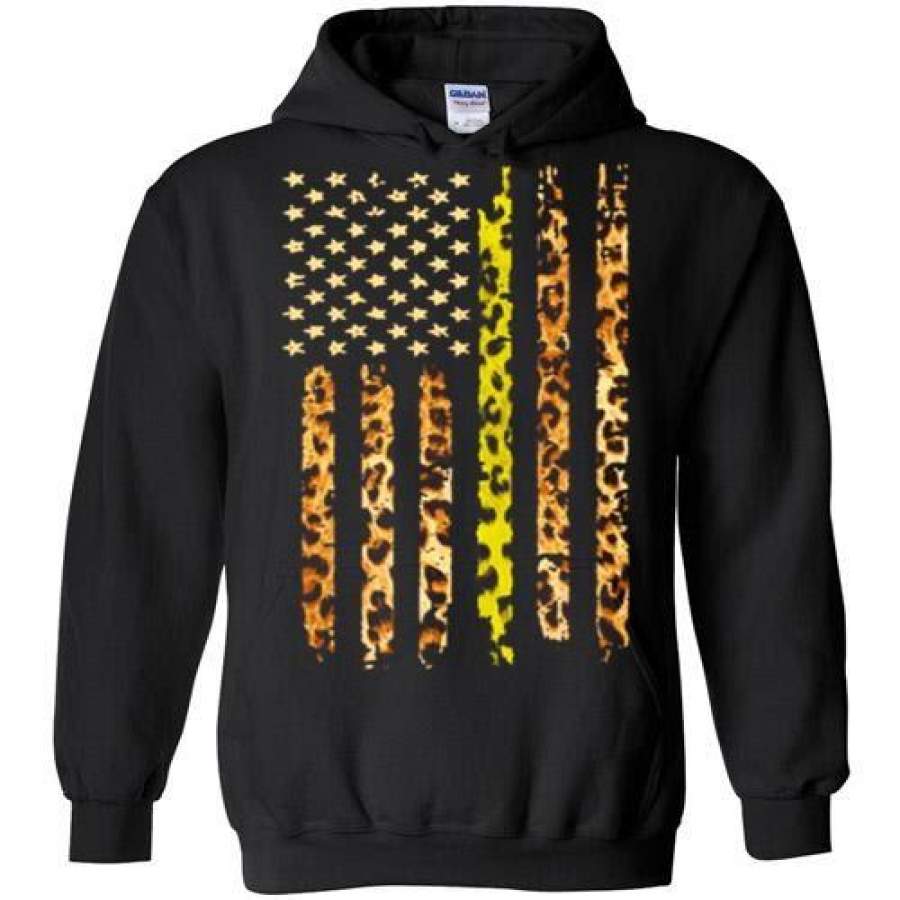 American Flag Thin Gold Line Leopard Black Costume gift Gildan Heavy Blend Hoodie Test