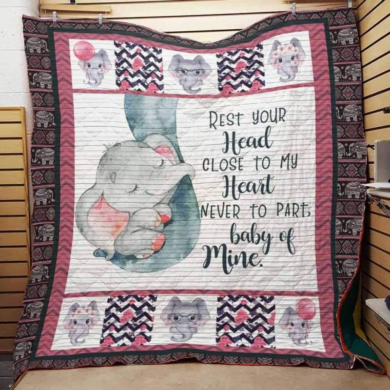 Rest Your Head Close To My Heart Never To Part Elephant J4150 Quilt