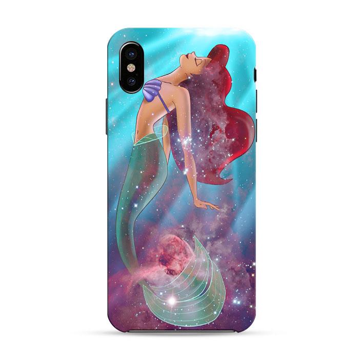 Ariel The Little Mermaid On Galaxy Nebula Iphone X 3D Case | Black