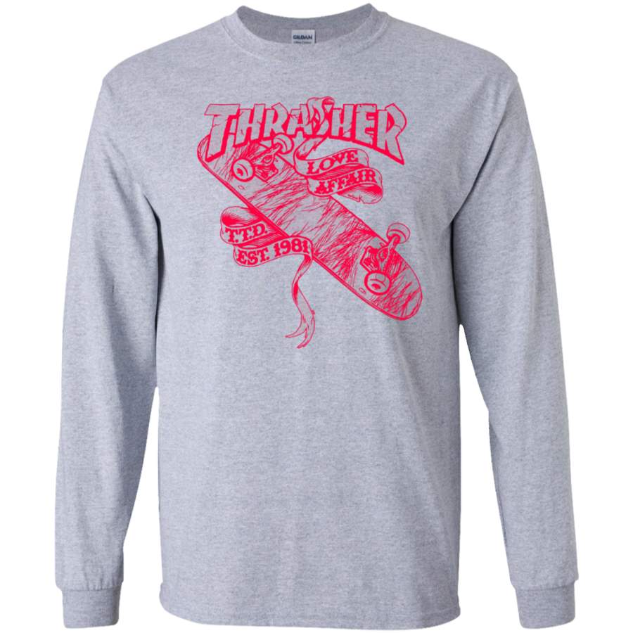 Thrasher Love Affair TTD EST 1981 red design Long sleeves T-Shirt