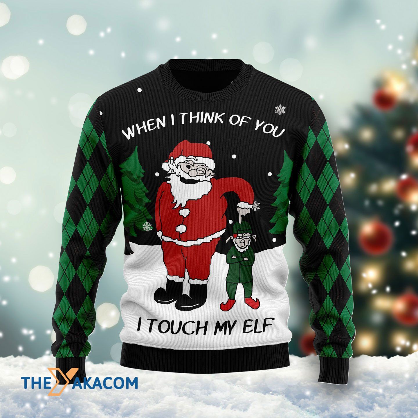 Merry Xmas When I Think Of You I Touch My Elf Awesome Gift For Christmas Ugly Christmas Sweater