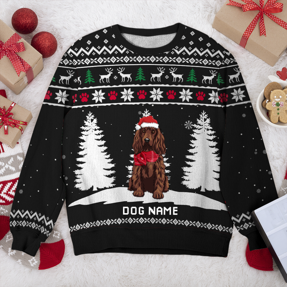 Boykin Spaniel Winter Dog Personalized Sweater, Dog Ugly Christmas Sweater