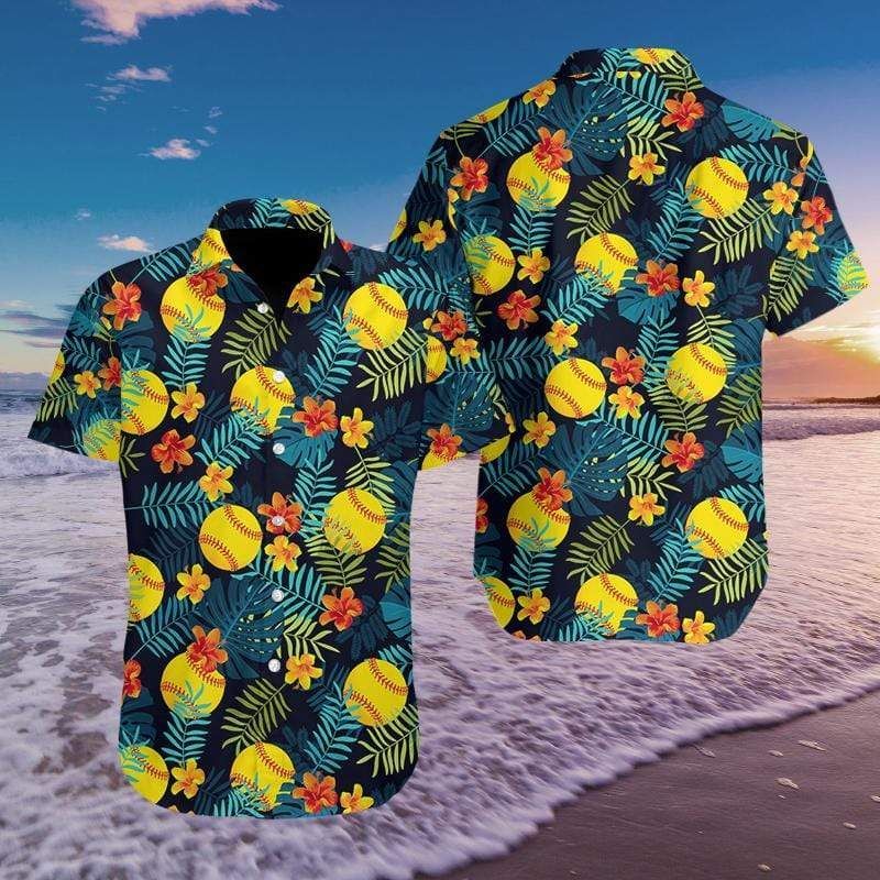 Cover Your Body With Amazing Softball Simple Hibiscus Hawaii Aloha Shirts Fantastic Ha69214