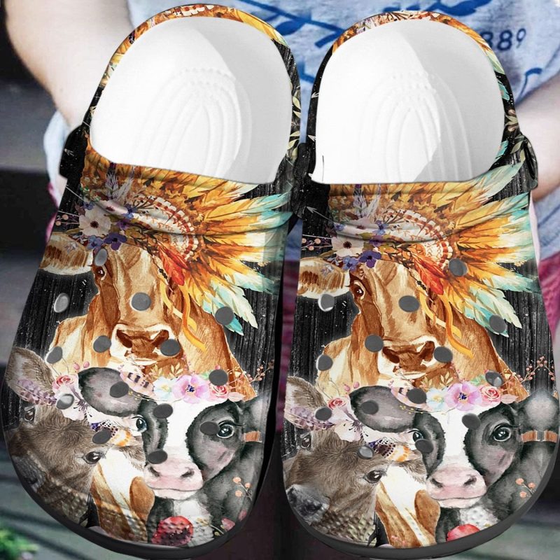 Cow Flower Shoes Clogs – Girl Loves Cow Farm Life Custom Shoe Gifts For Women