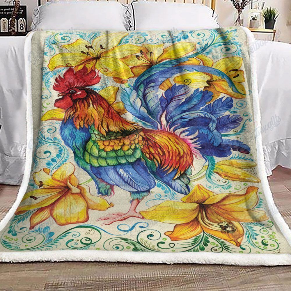 Rooster Flower Gs-Cl-Ld2706 Fleece Blanket