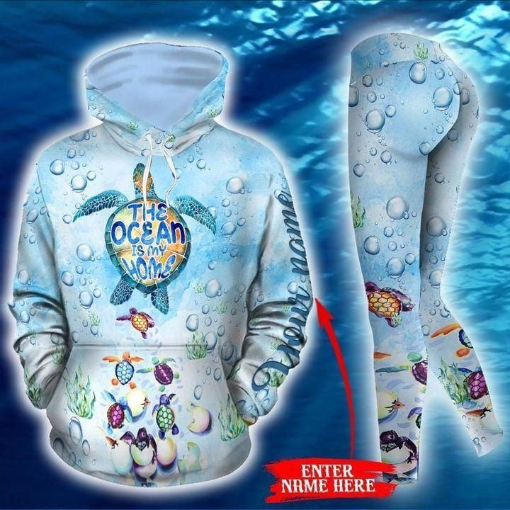 The Ocean Is My Home Beautiful Turtle Sea Hoodie – Legging 3D