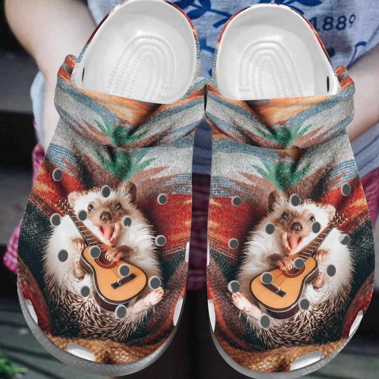 Hedgehog Personalized Clog, Custom Name, Text, Color, Number Fashion Style For Women, Men, Kid, Print 3D Hedgehog Guitar