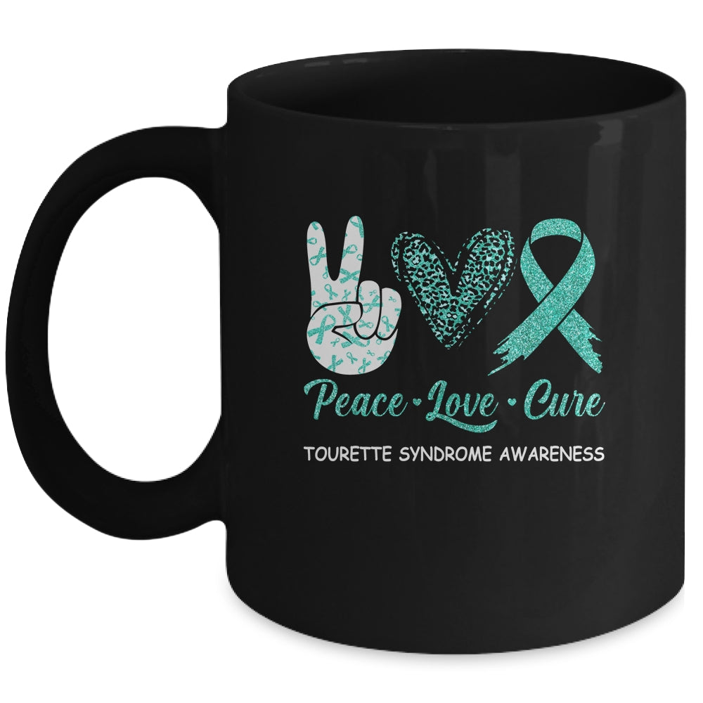 Tourette Syndrome Awareness Peace Love Cure Leopard Mug