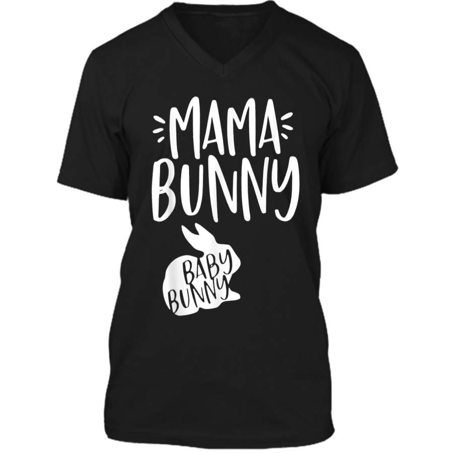 Mama Bunny Baby Bunny Gift For Kids Woman  Mens Printed V-Neck T