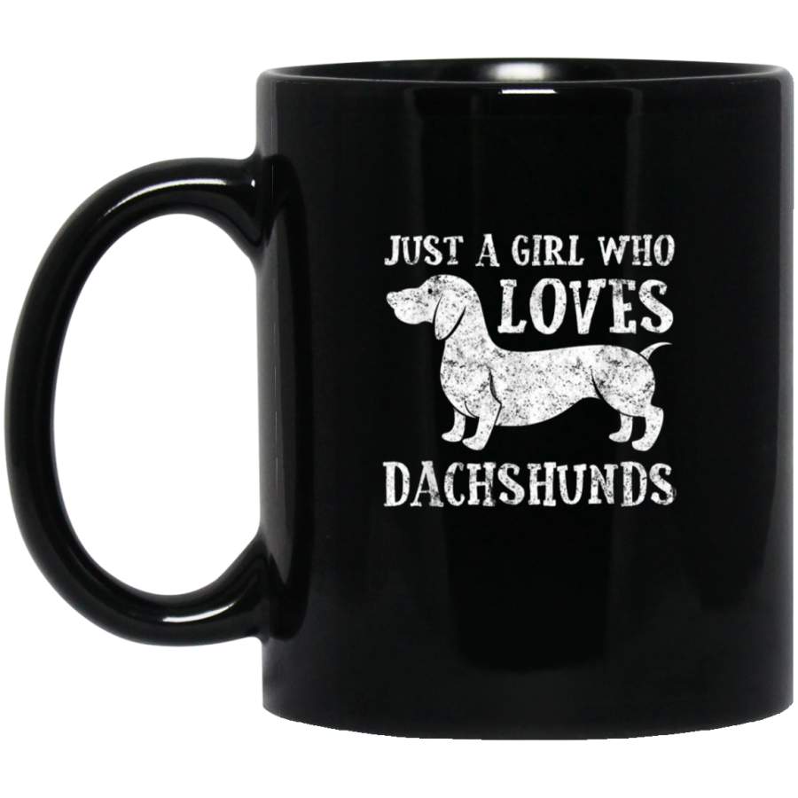 Vintage Retro Weathered Girls Women Dachshund Mug