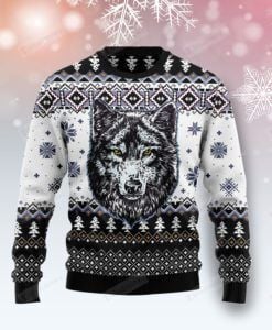 Awesome Wolf Ugly Christmas Sweater, All Over Print Sweatshirt