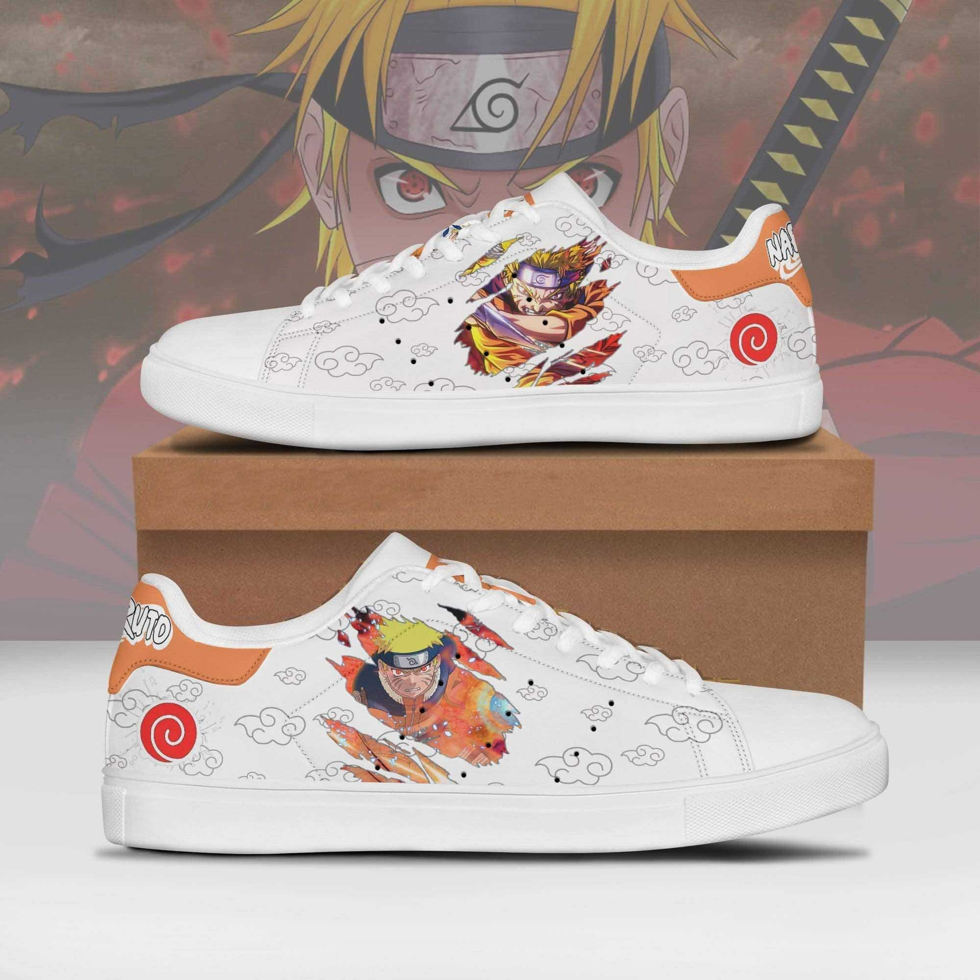 Uzumaki Naruto Anime Christmas Gift For Fan Low Top Leather Skate Shoes Sneakers For Man And Women