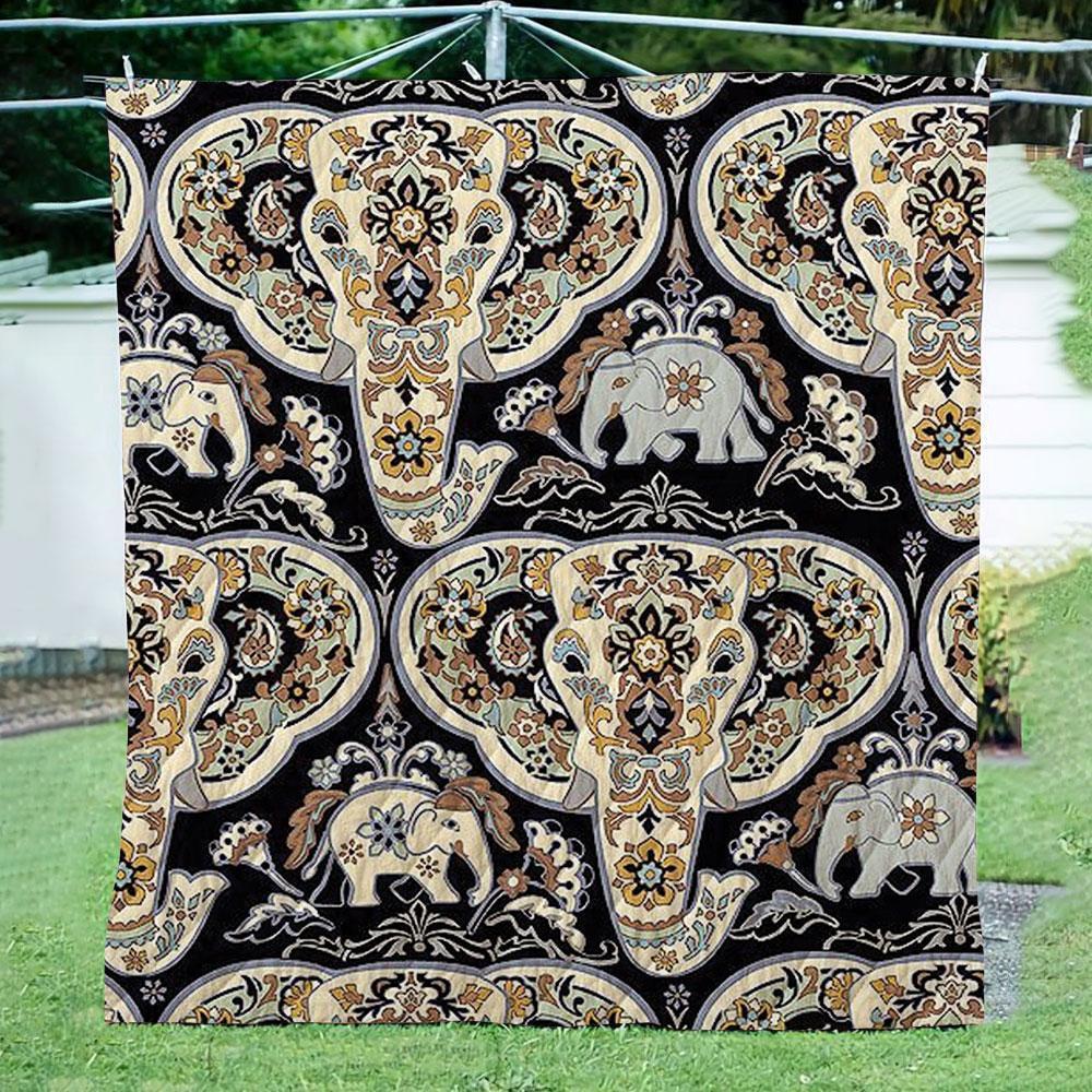 Brocade Elephant  Mysterious  Quilt Blanket