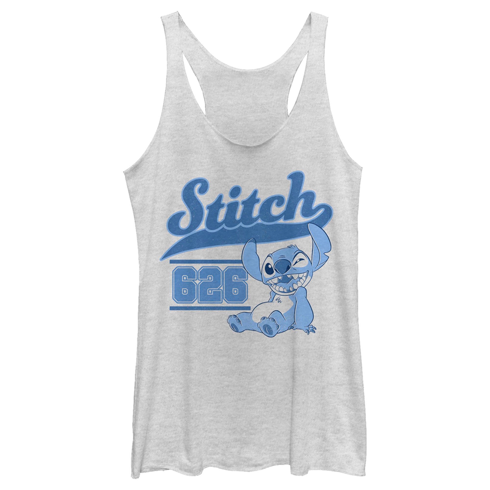 Women’S Lilo & Stitch White Collegiate 626 Racerback Tank Top