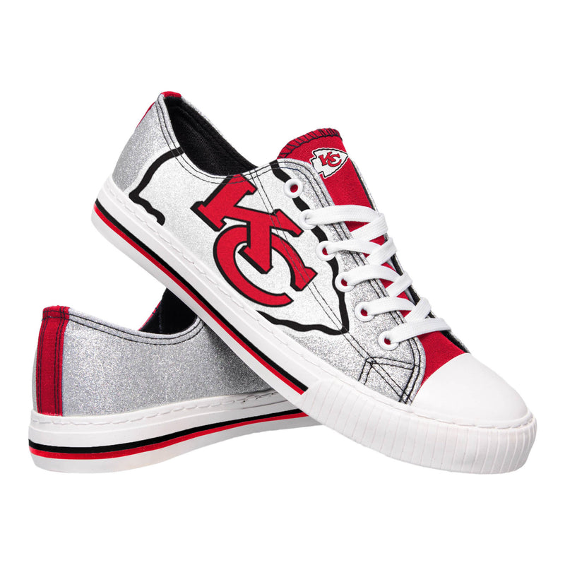 Kansas City Chiefs NFL Womens Glitter Low Top Canvas Shoes