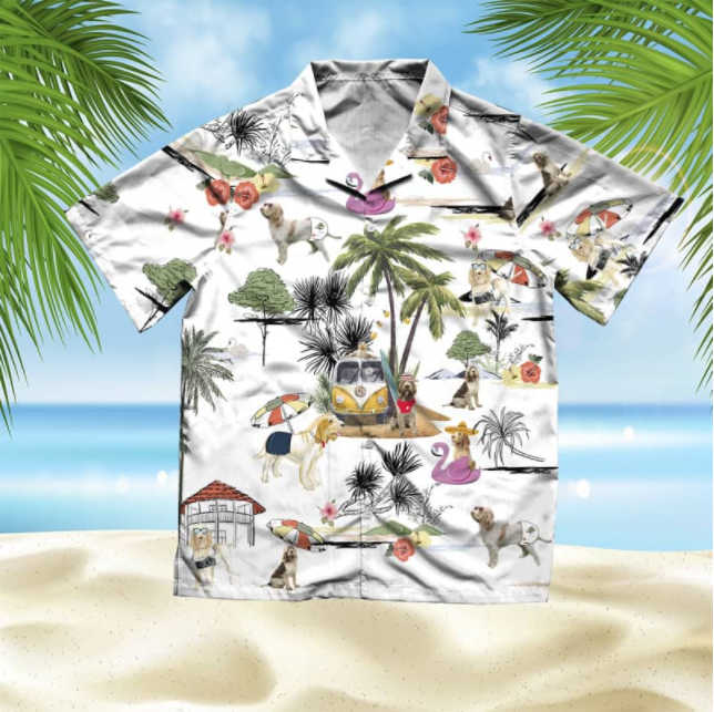 Solf Coated Wheaten Terrier Beach All Over Printed Hawaiian Shirt Ha1493