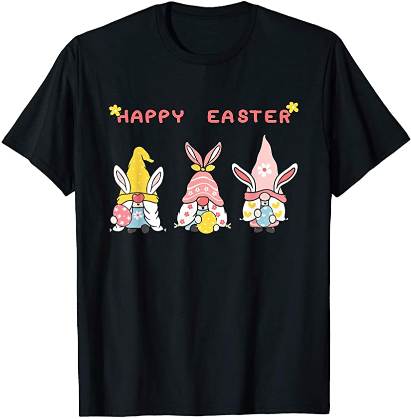 Cute Gnomes Easter Bunny Ears Holding Easter Eggs T-Shirt