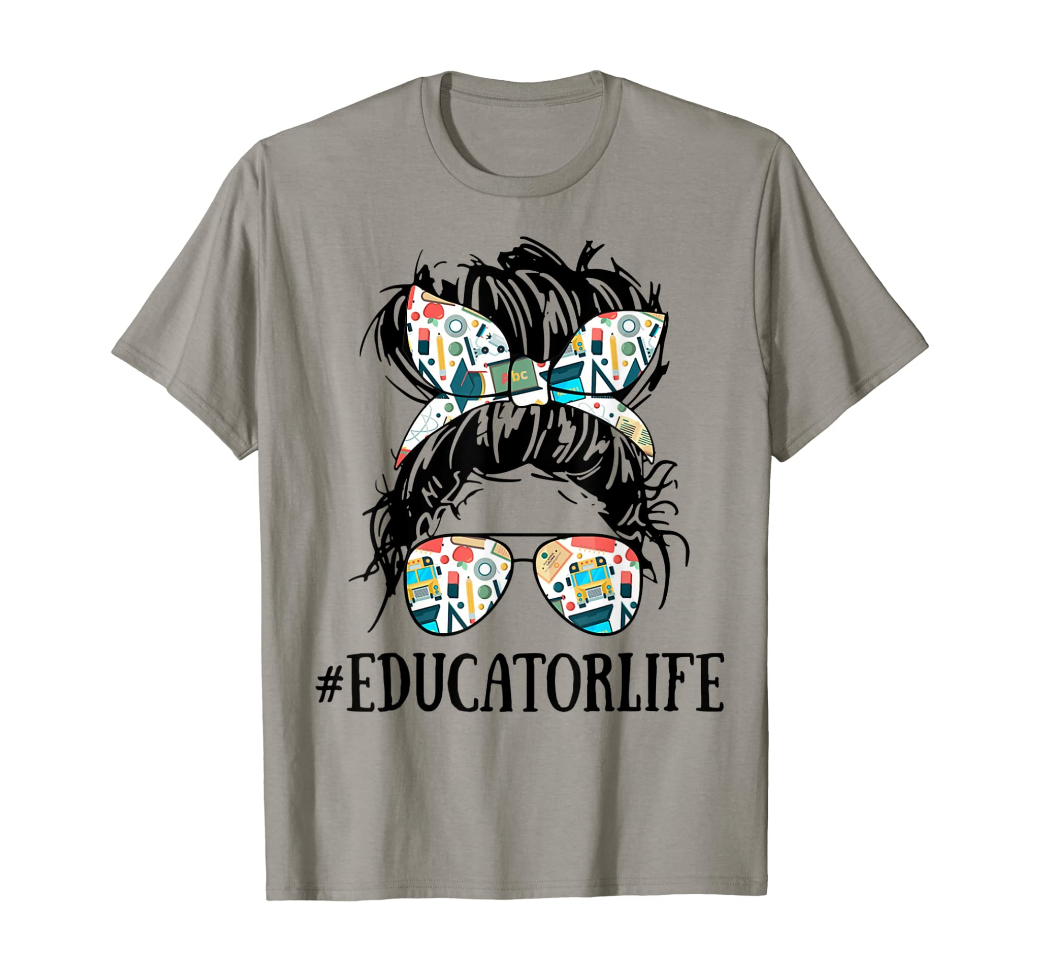 Teacher Messy Bun Educator Life T-Shirt