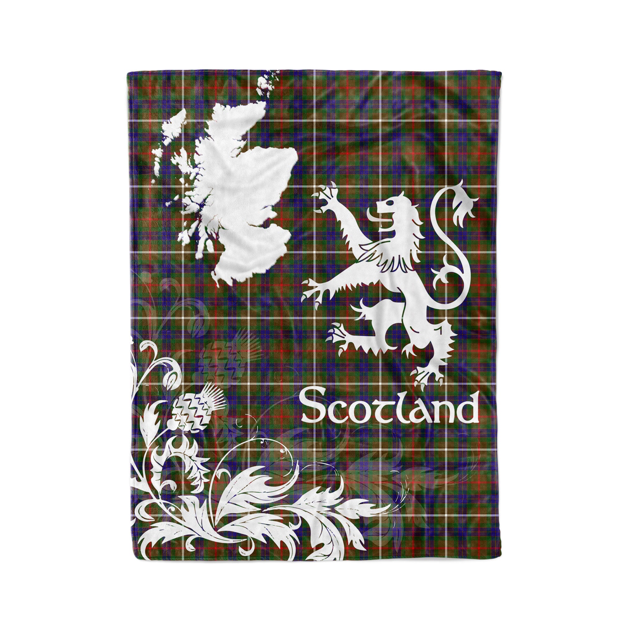 Tartan Plaid Fleece Blanket Tartan Blanket Thistle And Lion Scottish Clan Fraser Hunting Plaid Blanket