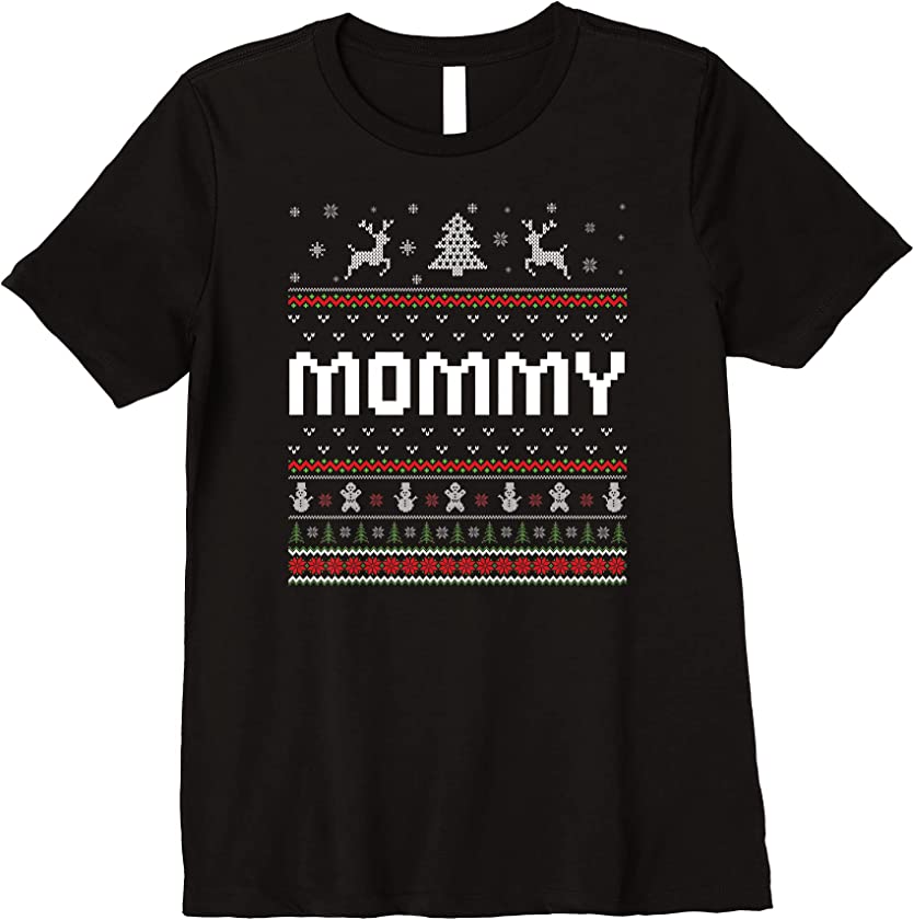 Womens Mommy Ugly Holiday Party Matching Ugly Christmas Sweater Premium T-Shirt