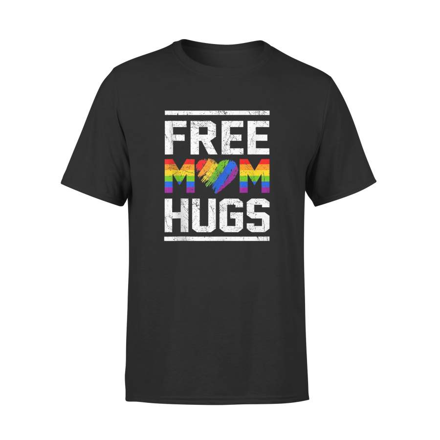 YOLOstuff Vintage free mom hugs tshirt rainbow heart LGBT pride month T-shirt