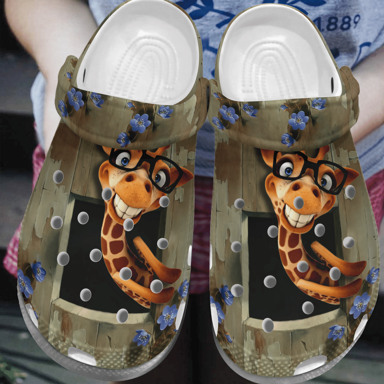 Naughty Giraffe Personalized Clog, Custom Name, Text, Color, Number Fashion Style For Women, Men, Kid, Print 3D