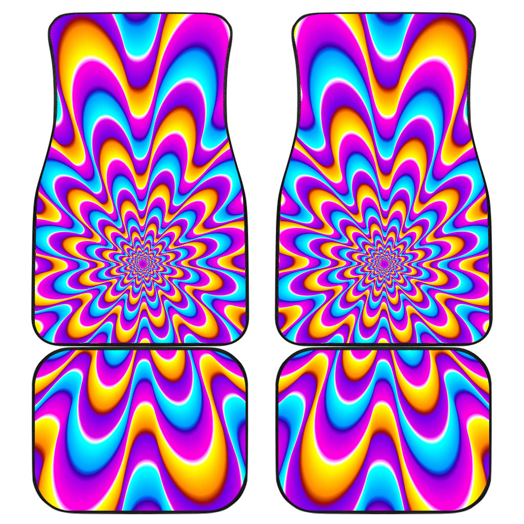 Splashing Colors Moving Optical Illusion Front And Back Car Floor Mats, Front Car Mat