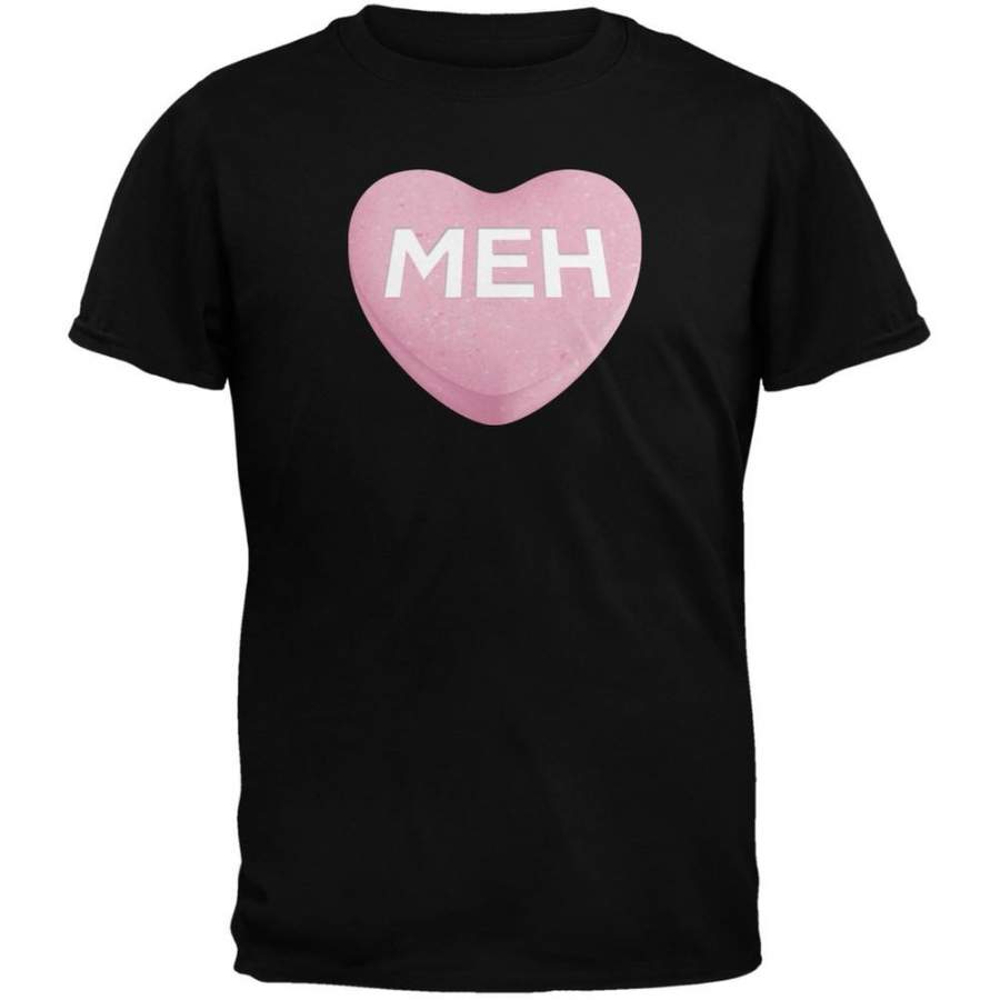 Valentine’s Day – Meh Candy Heart Black Adult T-Shirt