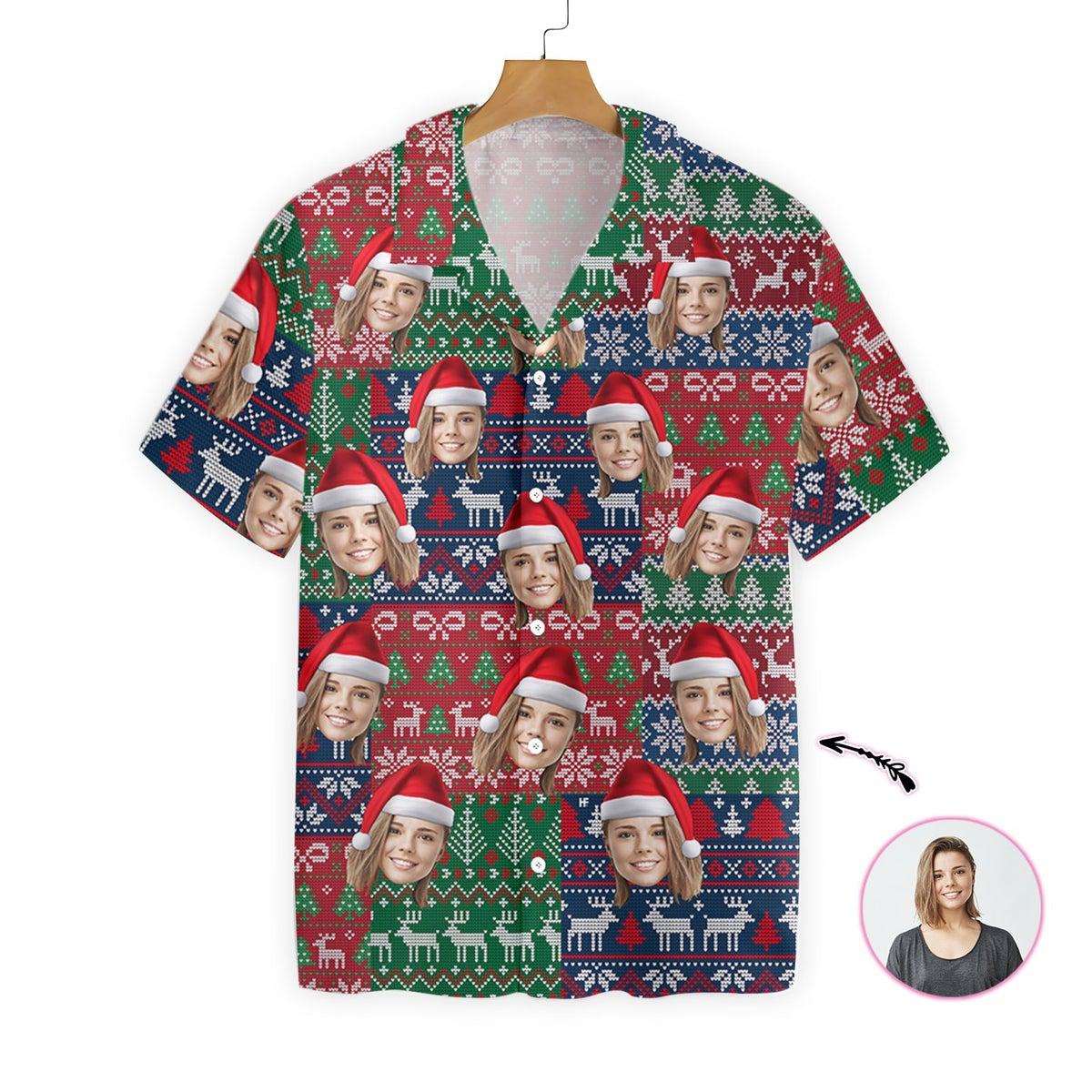 Funny Face For Christmas Custom Photo Hawaii Shirt Men Women Ha59126