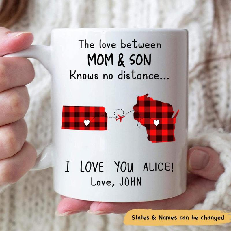 Personalized The Love Between Mom And Son Knows No Distance Mother’S Day Gift Mug