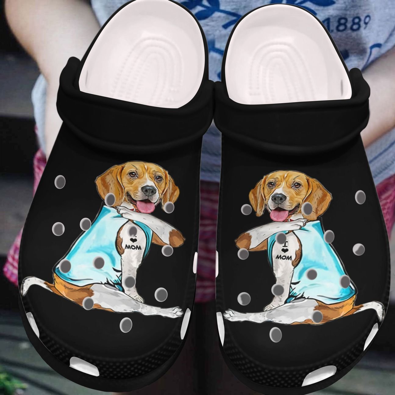 Beagle Personalized Clog, Custom Name, Text, Color, Number Fashion Style For Women, Men, Kid, Print 3D I Heart Mom