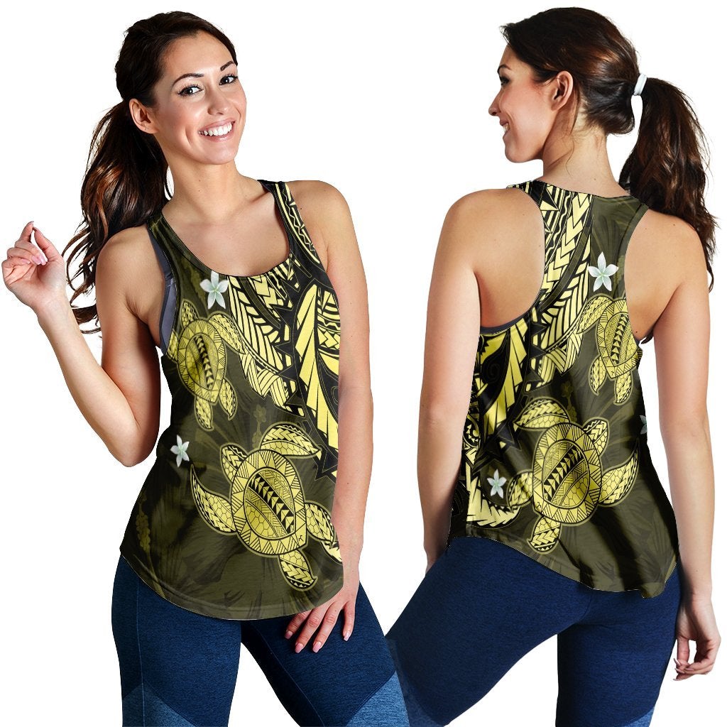 Hawaiian Polynesian Turtle Hibiscus Racerback Tank Yelow Ha56295